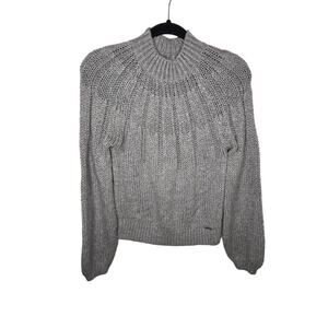 Abercrombie & Fitch Soft Beige Balloon Sleeve Cable Knit Sweater Womens Small